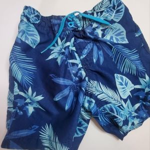 H&M | Blue Plant Print Boys Swim Trunks |4/6